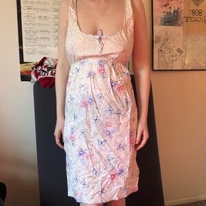 Xhilaration Pink Floral & Butterfly Midi Dress